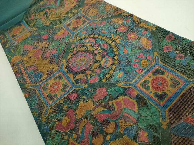 平和屋本店●極上 中国三大刺繍 スワトウ相良刺繍 総刺繍 袋帯 蜀江鳥獣花文 金糸 逸品 DZAB1813kh6