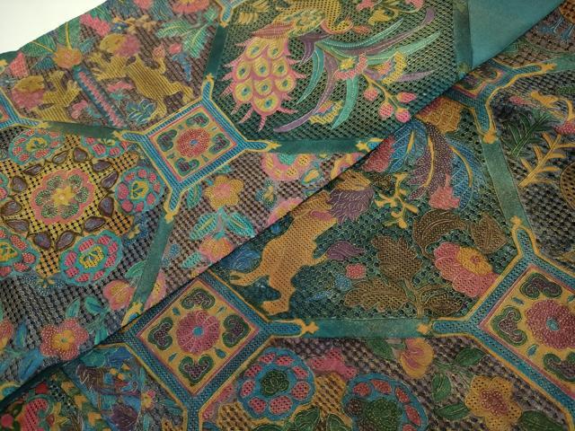 平和屋本店●極上 中国三大刺繍 スワトウ相良刺繍 総刺繍 袋帯 蜀江鳥獣花文 金糸 逸品 DZAB1813kh6