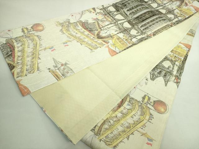 平和屋着物●極上 全通柄袋帯 アルベール・ロビダ 手描き 逸品 DZAB1833kh6