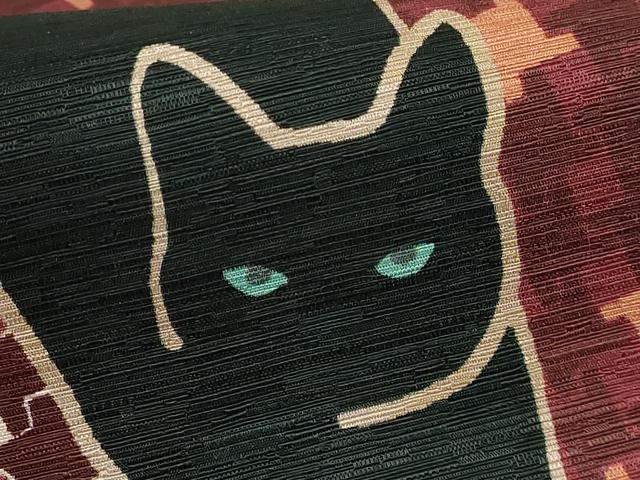 平和屋着物●極上 太鼓柄 京袋帯 wakka ワッカ 黒猫 逸品 DZAB1835kh6
