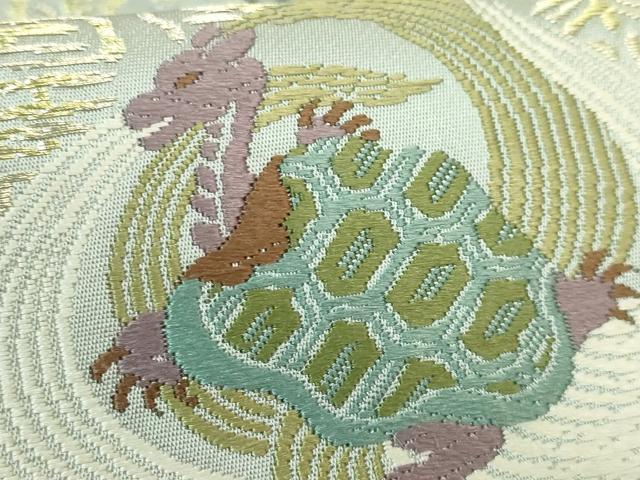 平和屋着物●極上 六通柄袋帯 唐織 風神 雷神 鶴 蓑亀 金銀糸 逸品 DZAB1836kh6