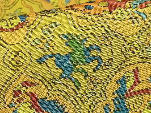 平和屋着物●極上 龍村美術織物 九寸開き名古屋帯 獅噛鳥獣文錦 逸品 DZAB1837kh6