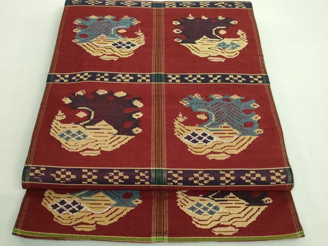 平和屋着物●最高級 龍村平蔵製 太鼓柄 本袋帯 甲比丹孔雀 金銀糸 逸品 DZAB1847kh6