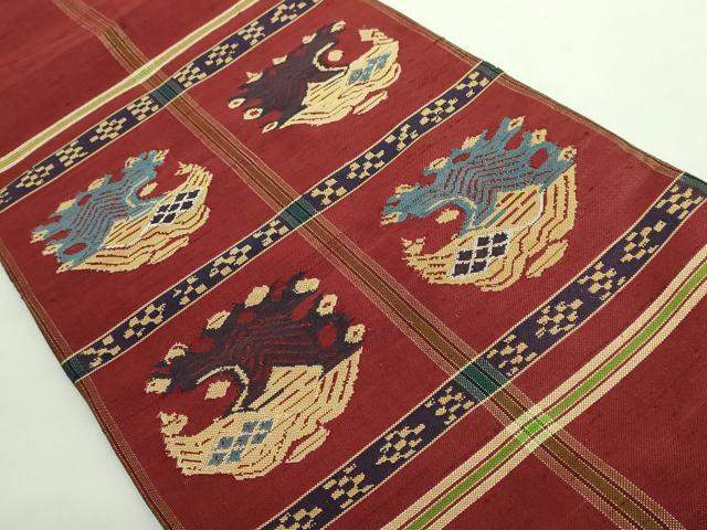 平和屋着物●最高級 龍村平蔵製 太鼓柄 本袋帯 甲比丹孔雀 金銀糸 逸品 DZAB1847kh6