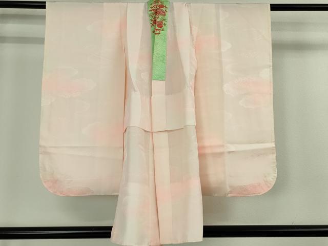 平和屋本店■極上 七五三 女の子 3歳 祝着・襦袢(半衿刺繍)・袋帯・小物セット 飛鶴松花文 鬼しぼ縮緬 逸品 DZAB1856kh5