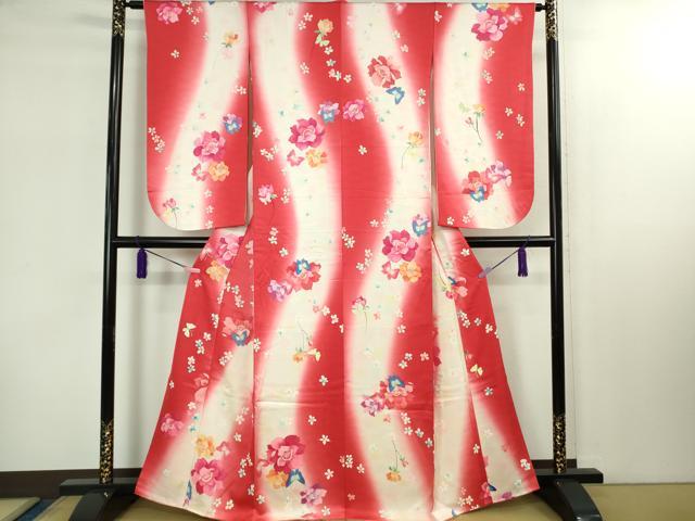 平和屋本店∵極上 女の子 十三参り 子供 祝着・襦袢(袷・半衿刺繍)セット 舞蝶花文 暈し染め 逸品 DZAB1857kh6