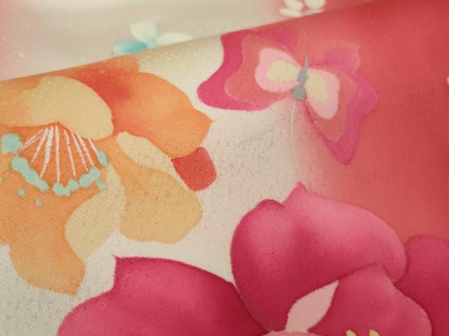 平和屋本店∵極上 女の子 十三参り 子供 祝着・襦袢(袷・半衿刺繍)セット 舞蝶花文 暈し染め 逸品 DZAB1857kh6