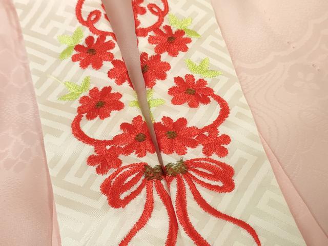平和屋本店■極上 七五三 女の子 3歳 祝着・襦袢(半衿刺繍)・袋帯・小物セット 飛鶴松花文 鬼しぼ縮緬 逸品 DZAB1856kh5