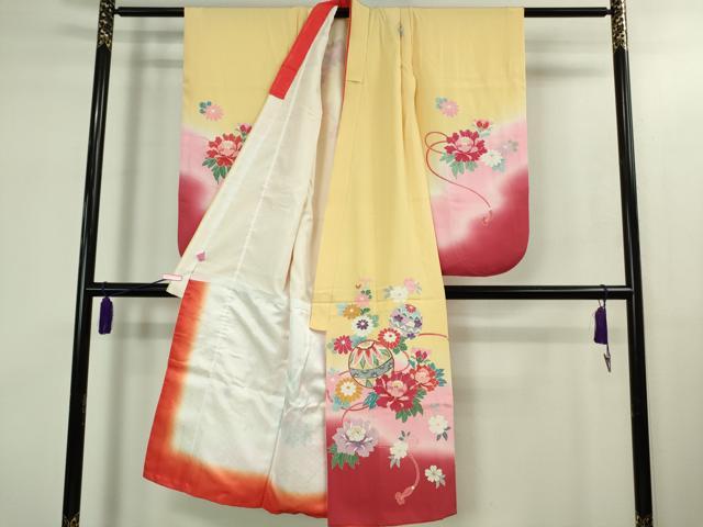 平和屋本店■極上 七五三 女の子 3歳 祝着・襦袢(半衿刺繍)・袋帯・小物セット 飛鶴松花文 鬼しぼ縮緬 逸品 DZAB1856kh5