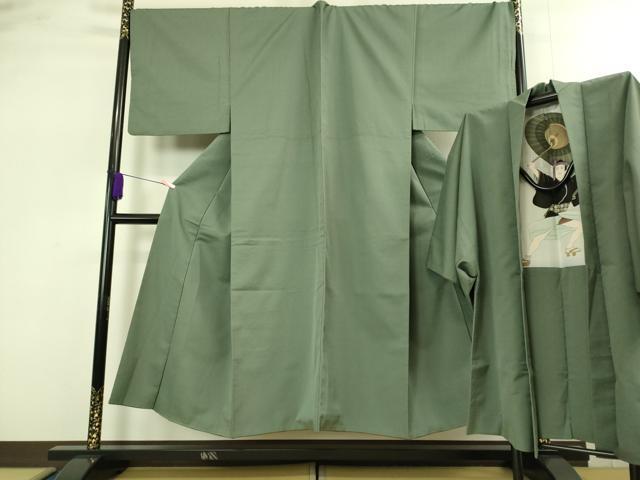 平和屋着物■極上　男性　お召　アンサンブル　キングサイズ　長羽織　色無地　仙斉茶色　羽裏・歌舞伎　逸品　DZAB1873kh6 平和屋着物□極上 男性 お召 アンサンブル キングサイズ 長羽織 色無地