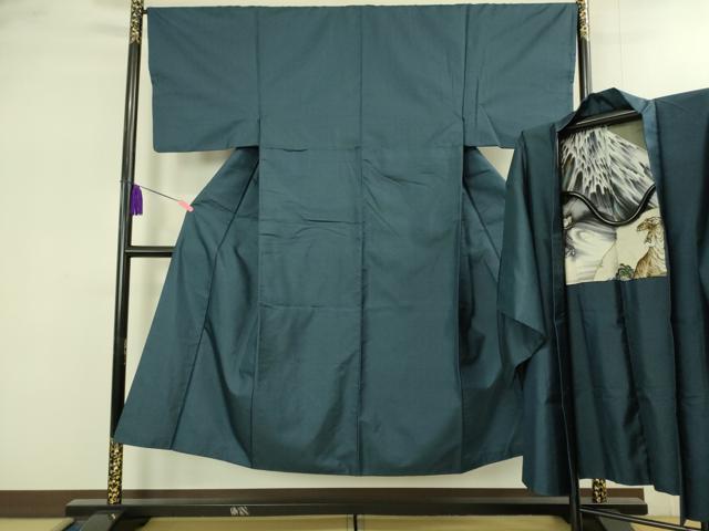 平和屋着物●極上 男性 お召 アンサンブル 亀甲柄 羽裏・龍 虎 逸品 DZAB1876kh6