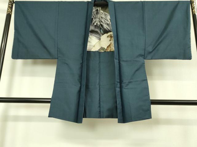 平和屋着物●極上 男性 お召 アンサンブル 亀甲柄 羽裏・龍 虎 逸品 DZAB1876kh6