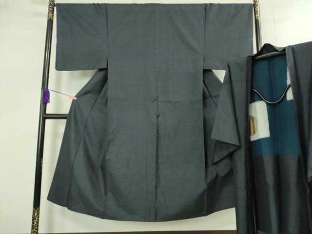 平和屋着物■極上 男性 本場大島紬 アンサンブル 長羽織 亀甲柄 濃藍色 逸品 DZAB1880kh6