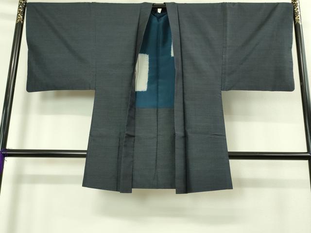 平和屋着物■極上 男性 本場大島紬 アンサンブル 長羽織 亀甲柄 濃藍色 逸品 DZAB1880kh6