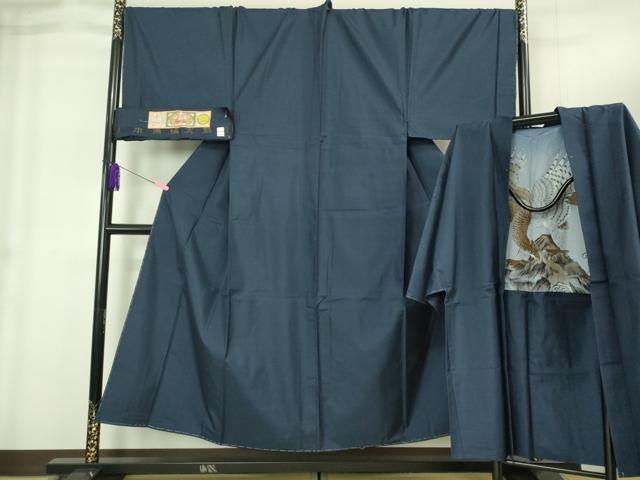 平和屋着物■極上 男性 本場大島紬 アンサンブル キングサイズ 長羽織 羽裏・鷹 やまと誂製 証紙付き 逸品 未使用 DZAB1891kh6