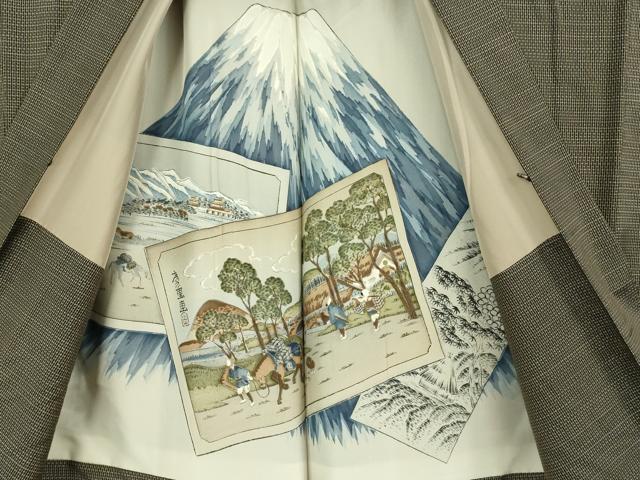 平和屋着物■極上 男性 本場大島紬 アンサンブル 長襦袢(袷)・長羽織セット 逸品 DZAB1894kh6