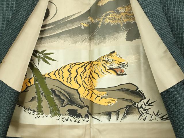 平和屋着物■極上 男性 本場大島紬 アンサンブル 長羽織 100亀甲 総詰め 羽裏・虎 逸品 DZAB1899kh6