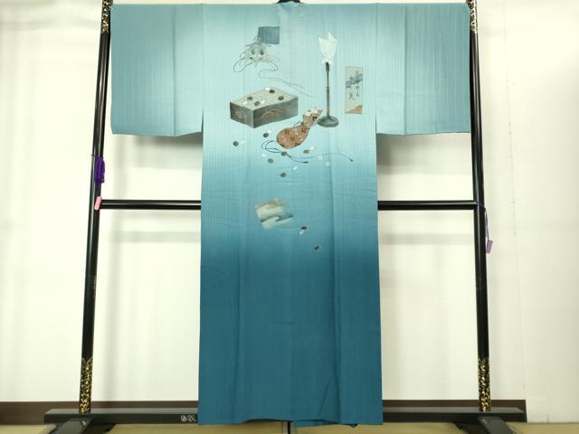 平和屋着物■極上 男性 本場大島紬 アンサンブル 長襦袢(無双仕立て)・長羽織セット 100亀甲 総詰め 羽裏・虎 逸品 DZAB1900kh6