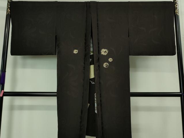 平和屋本店＃極上 長羽織 印傳 花丸文 黒紅色地 逸品 DZAB1917kh6