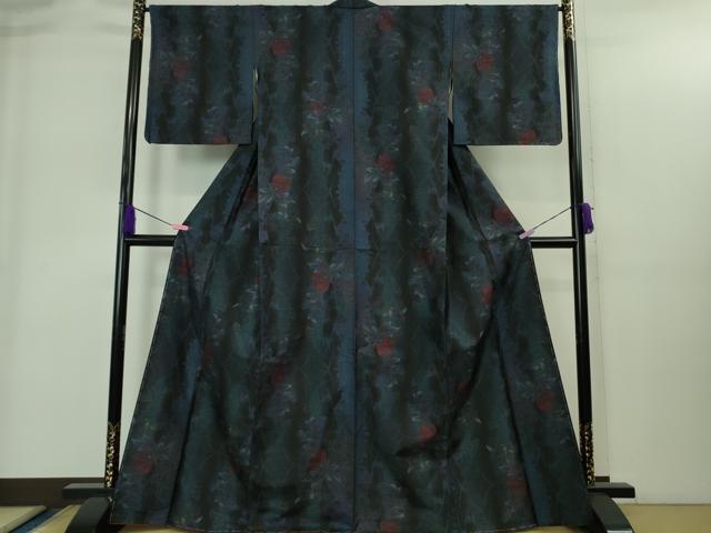 平和屋着物●極上 本場大島紬 9マルキ 舞蝶草花間道 逸品 未使用 DZAB1927kh6