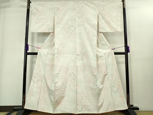 平和屋着物●極上 本場大島紬 白大島 枝梅 逸品 DZAB1930kh6