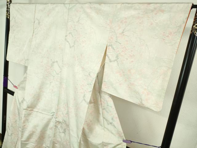 平和屋着物●極上 本場大島紬 白大島 枝梅 逸品 DZAB1930kh6