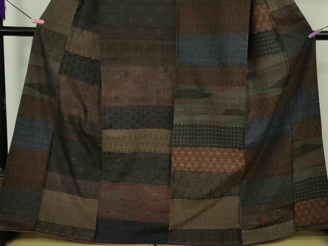 平和屋着物●極上 本場小千谷紬 百柄 繋ぎ絣 手織り 逸品 未使用 DZAB1932kh6