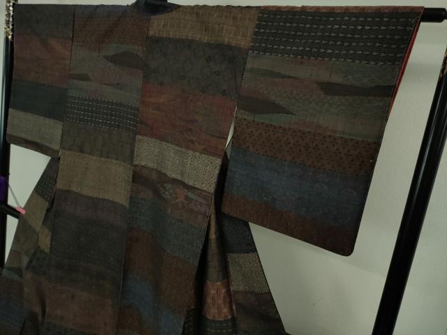平和屋着物●極上 本場小千谷紬 百柄 繋ぎ絣 手織り 逸品 未使用 DZAB1932kh6