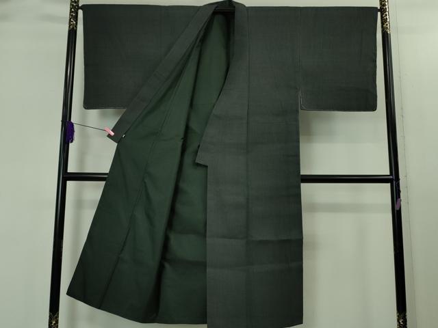 平和屋着物●極上 男性 本場結城紬 重要無形文化財 アンサンブル 色無地 藍鉄色 三越扱い 逸品 DZAB1934kh6