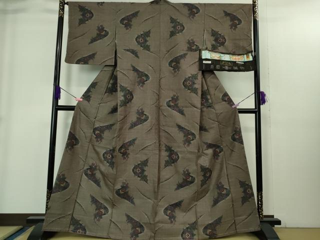 平和屋着物●極上 本場大島紬 7マルキ 古代染色純泥染 草花文 井田織物謹製 逸品 未使用 DZAB1943kh6