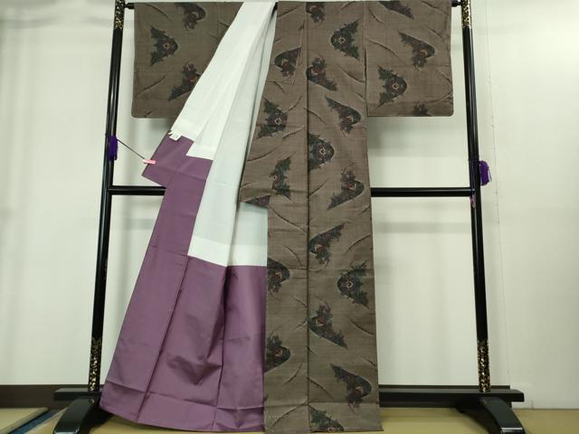 平和屋着物●極上 本場大島紬 7マルキ 古代染色純泥染 草花文 井田織物謹製 逸品 未使用 DZAB1943kh6