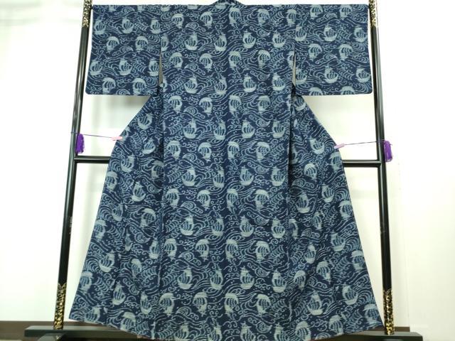 平和屋着物●極上 久留米絣 袷 綿 帆掛け船 逸品 未使用 DZAB1949kh6