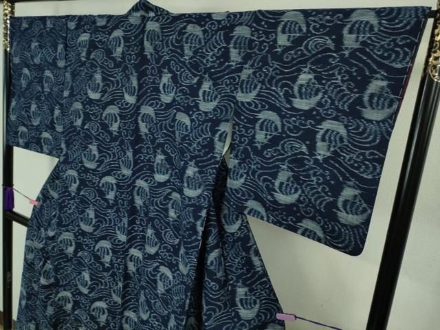 平和屋着物●極上 久留米絣 袷 綿 帆掛け船 逸品 未使用 DZAB1949kh6