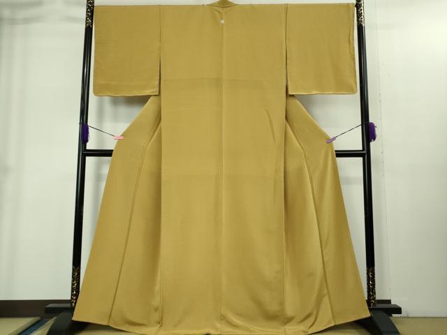 平和屋着物●極上 色無地 黄朽葉色 鬼しぼ縮緬 逸品 未使用 DZAB1955kh6