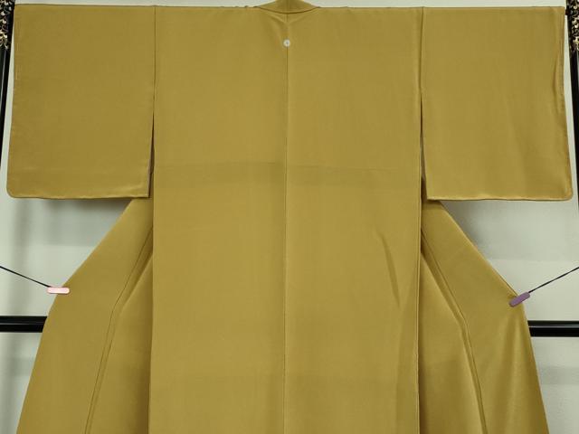平和屋着物●極上 色無地 黄朽葉色 鬼しぼ縮緬 逸品 未使用 DZAB1955kh6