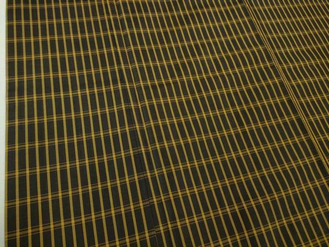 平和屋本店●極上 本場黄八丈 黒八丈 紬 平織 格子 逸品 DZAB1958kh6