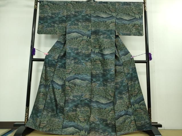 平和屋着物●極上 本場大島紬 総絣 風景樹林文 逸品 DZAB1964kh6