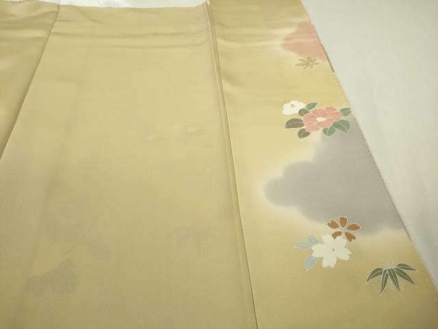 平和屋本店●極上 創業460年・千總 訪問着・長襦袢(無双仕立て)セット 駒刺繍 吉祥花文 丁子色地 暈し染め 金彩 逸品 未使用 DZAB1987kh6