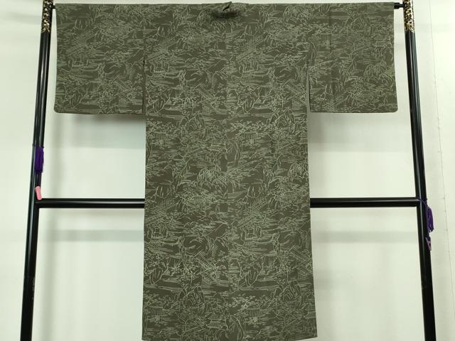 平和屋着物#極上 道中着 ロング丈 岩場風景 逸品 DZAB1993kh6