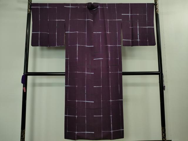 平和屋着物#極上 道中着 ロング丈 作家物 変わり格子 逸品 DZAB1995kh6