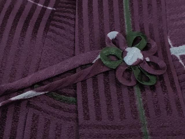 平和屋着物#極上 道中着 ロング丈 作家物 変わり格子 逸品 DZAB1995kh6