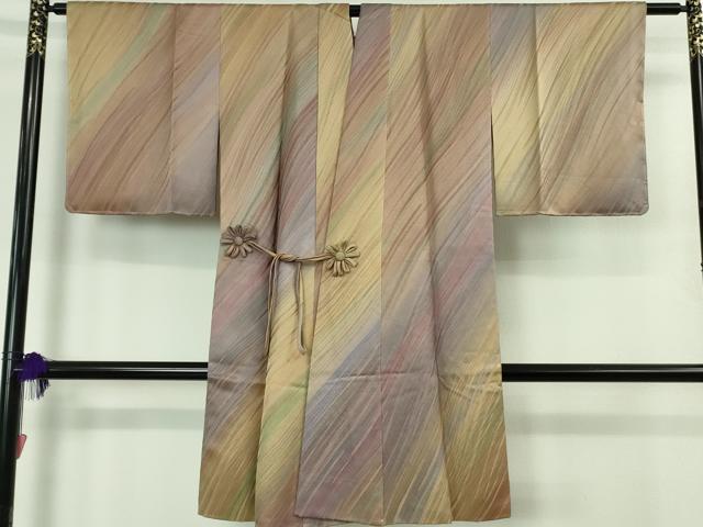 平和屋着物＃極上　染色家 岩浅公展　道中着　ロング丈　斜線文　暈し染め　逸品　未使用　DZAB1997kh6 平和屋着物＃極上 染色家 岩浅公展 道中着 ロング丈 斜線文 暈