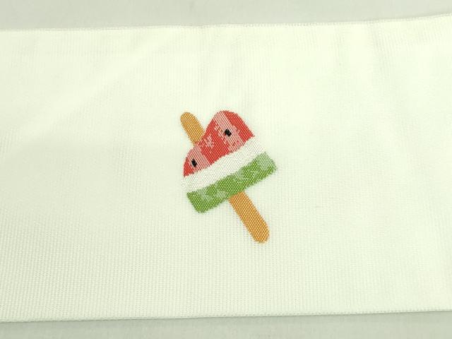 平和屋着物*極上 夏物 九寸名古屋帯 スイカ アイス 逸品 未使用 DZAB2009kh6