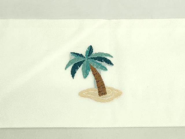 平和屋着物*極上 夏物 九寸名古屋帯 唐織 ペンギン ヤシの木 逸品 未使用 DZAB2010kh6