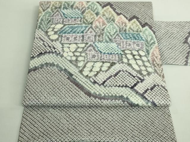 平和屋着物●極上 名門 藤娘きぬたや・総絞り 九寸名古屋帯 風景文 逸品 DZAB2014kh6