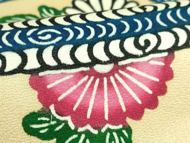 平和屋着物●極上 本場琉球紅型 九寸開き名古屋帯 草花文 逸品 DZAB2035kh6