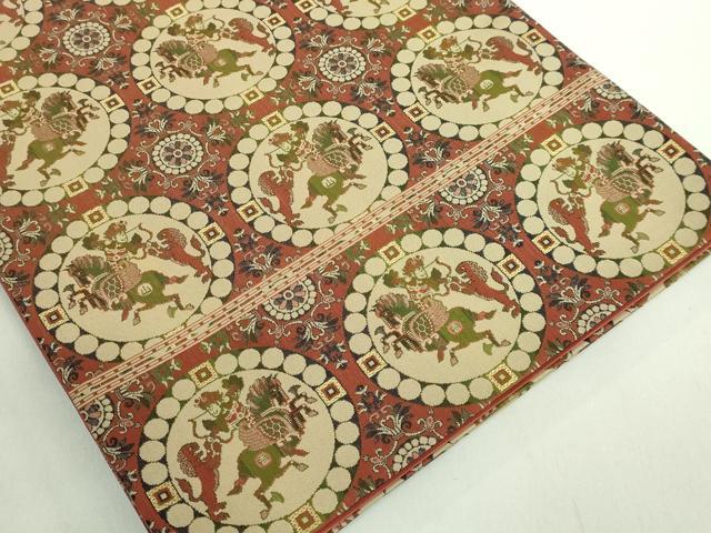 平和屋着物●極上 龍村美術織物 たつむら 全通柄袋帯 獅子狩文錦 逸品 DZAB2037kh6