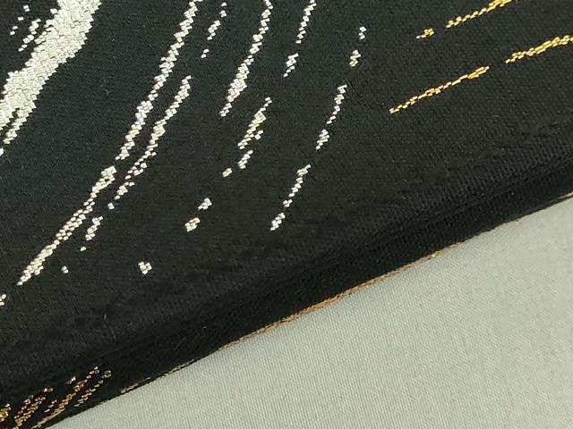 平和屋着物●極上 織楽浅野 六通柄袋帯 輪繋ぎ 黒地 金銀糸 逸品 DZAB2040kh6