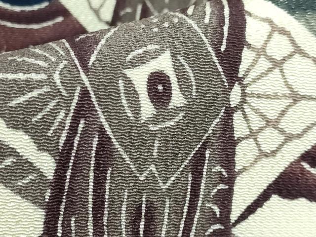 平和屋本店●最高級 城間栄順 本場琉球紅型 九寸名古屋帯 魚 鬼しぼ縮緬 逸品 DZAB2052kh6