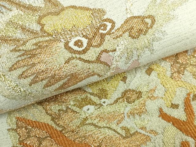 平和屋着物●極上 綴れ 太鼓柄袋帯 雲龍 金銀糸 反端付き 逸品 DZAB2064kh6